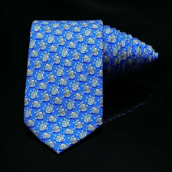 NWT Vineyard Vines Necktie Boy's "DREIDEL" Blue - Picture 2 of 7